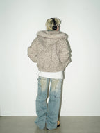 Leopard hoodie fur jacket FB7562