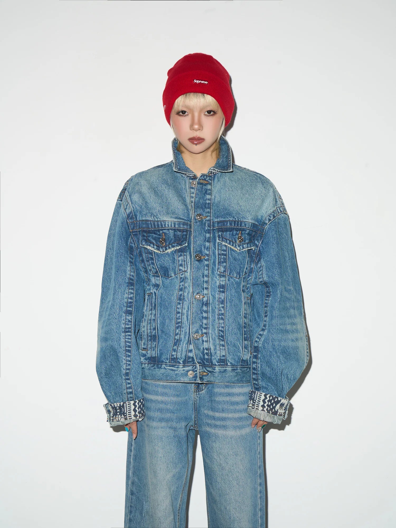 Cropped boxy denim jacket