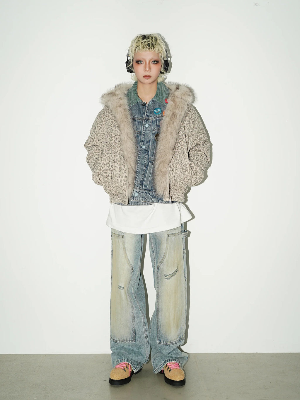 Washed double-knee painter denim pants