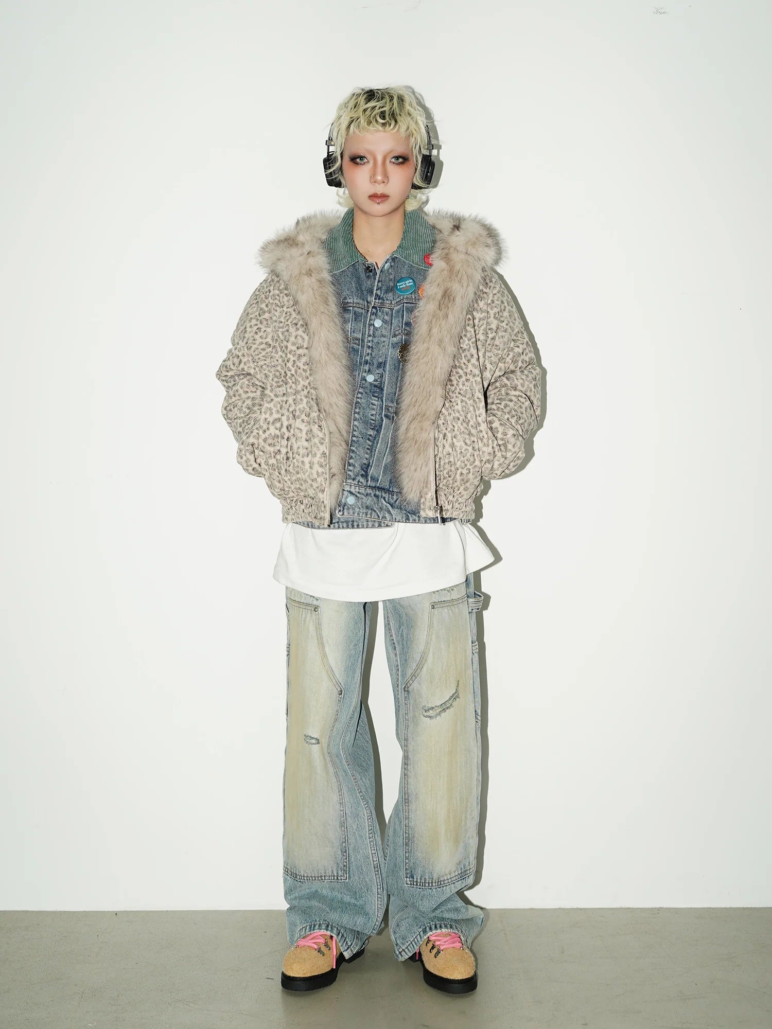 Washed double-knee painter denim pants