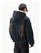 Worker denim hooded jacket