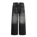 Stitch washed wide denim
