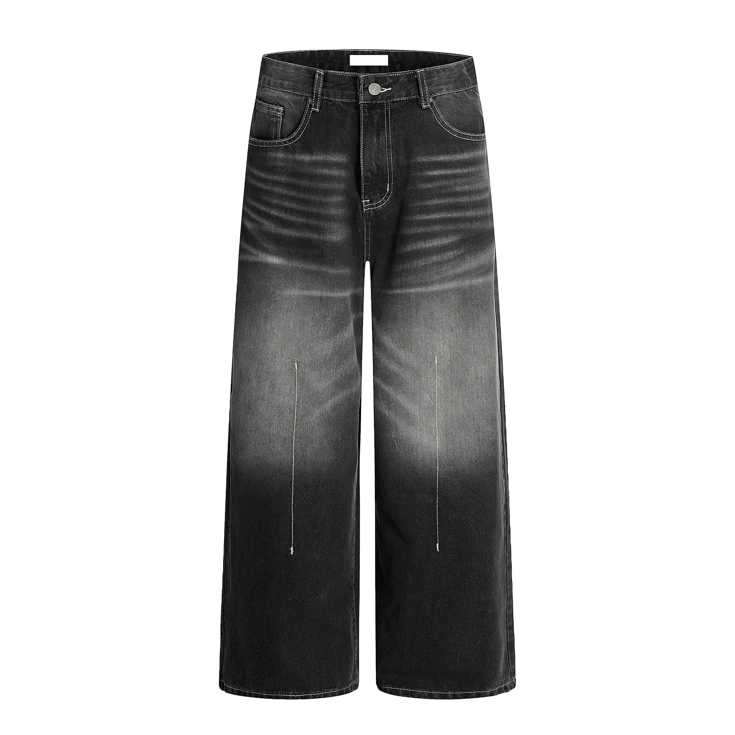 Stitch washed wide denim