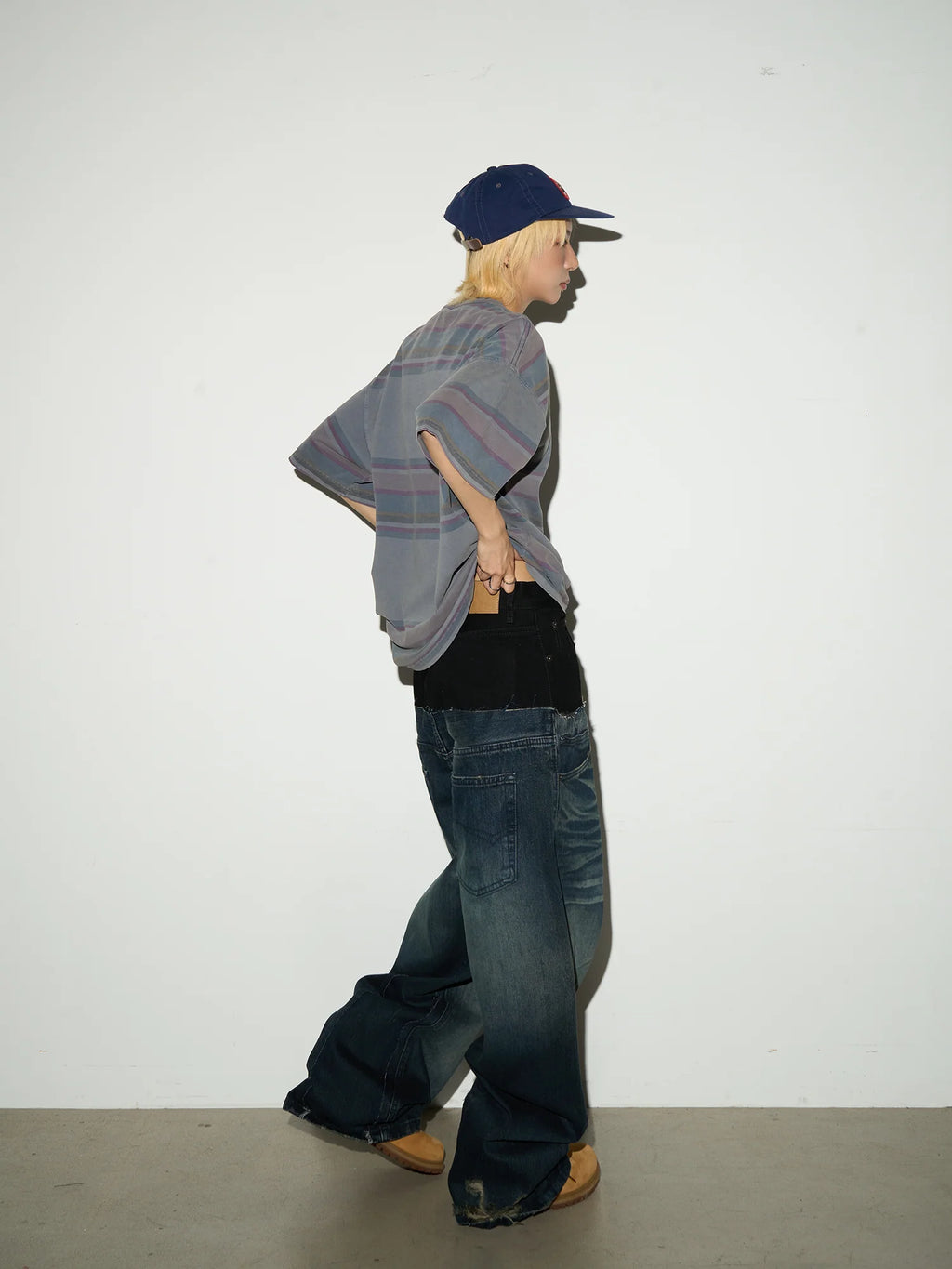 Layered Waist Baggy Denim