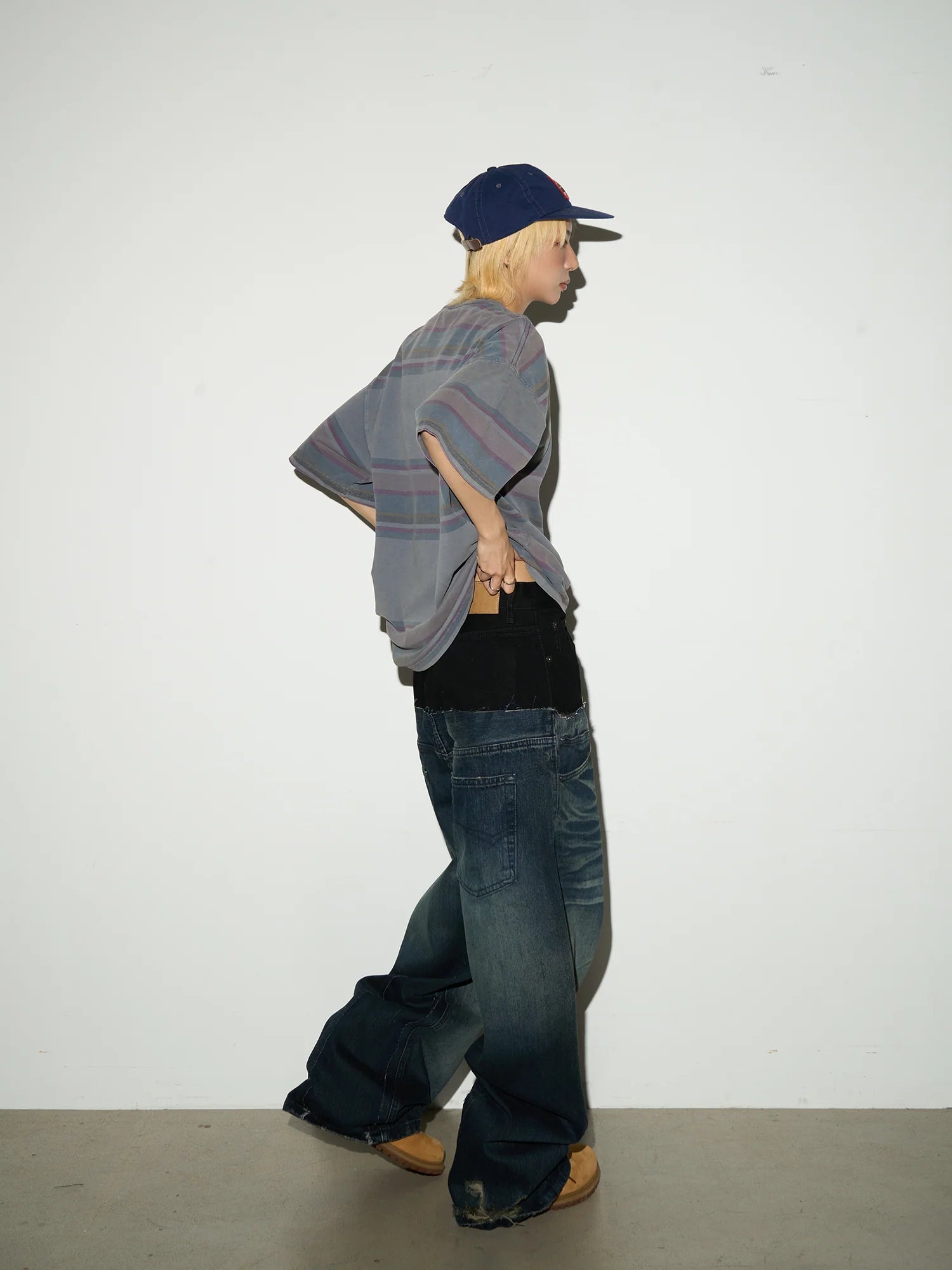 Layered Waist Baggy Denim