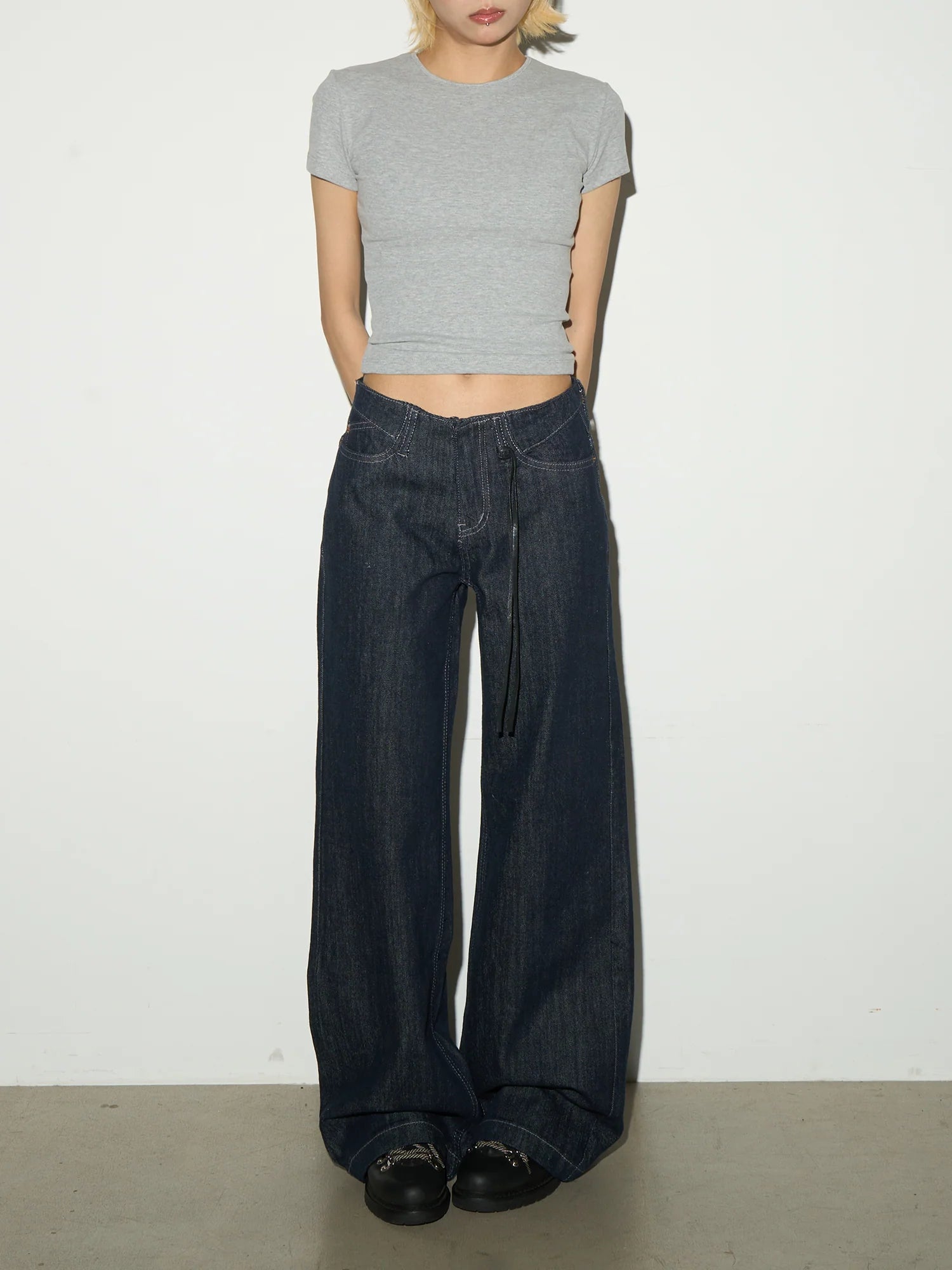 Retro Navy Straight Denim