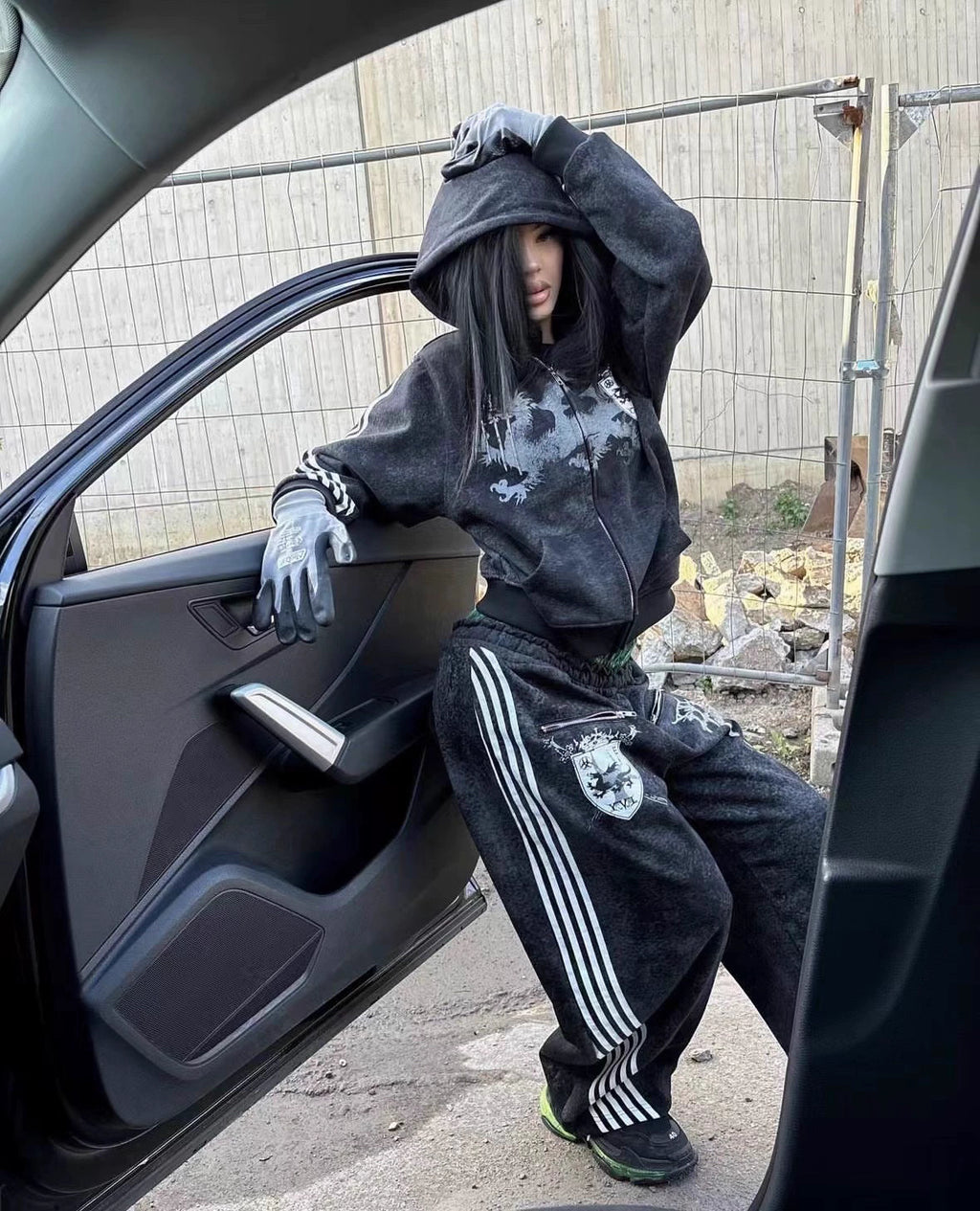 COZY WORLDWIDE ROYAL KNIGHT CLUB WAXED TRACKSUIT  BLACK Pants