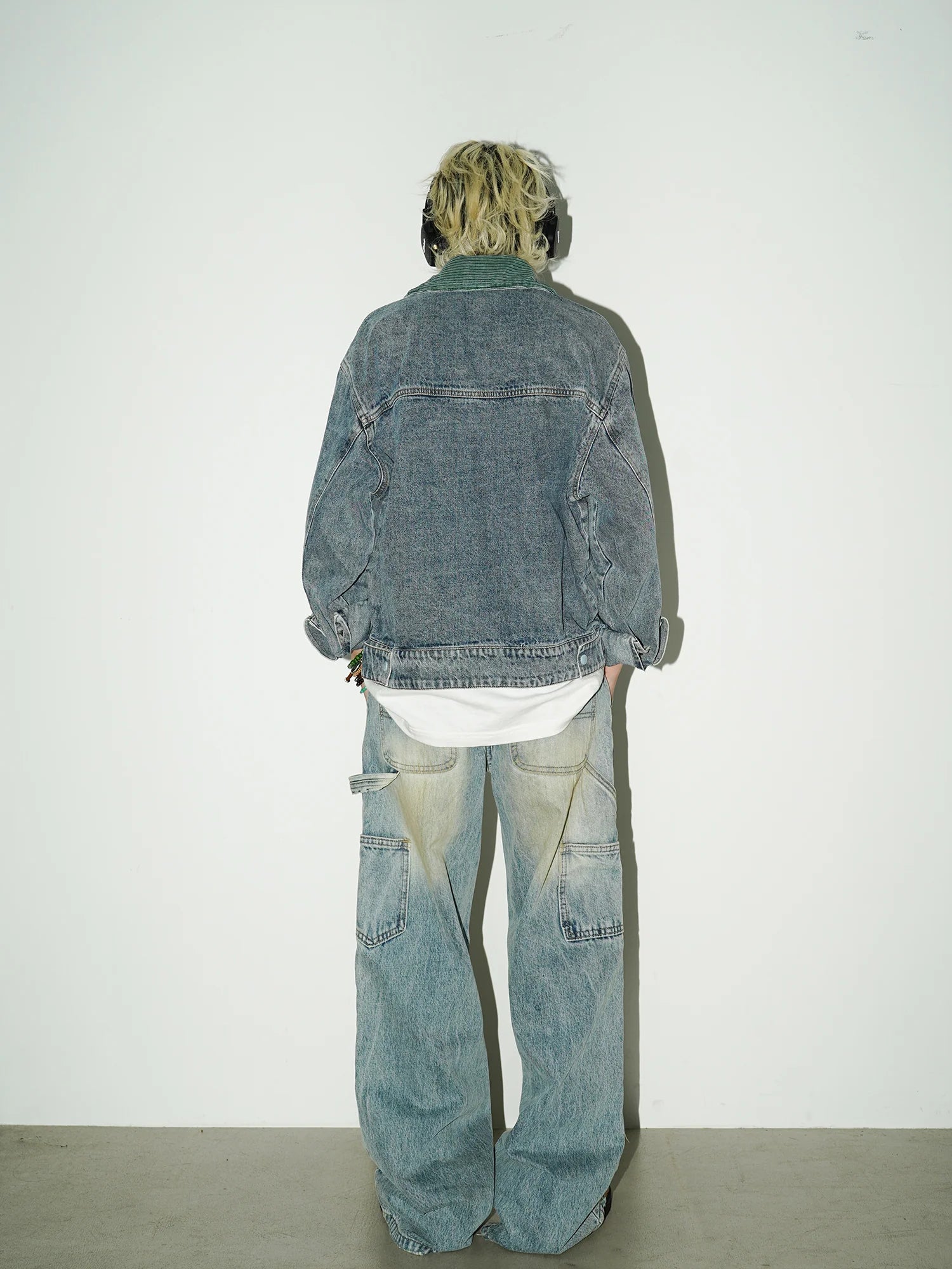 Washed double-knee painter denim pants