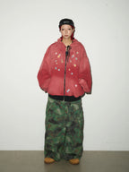 Washed kid-trick hoodie jacket