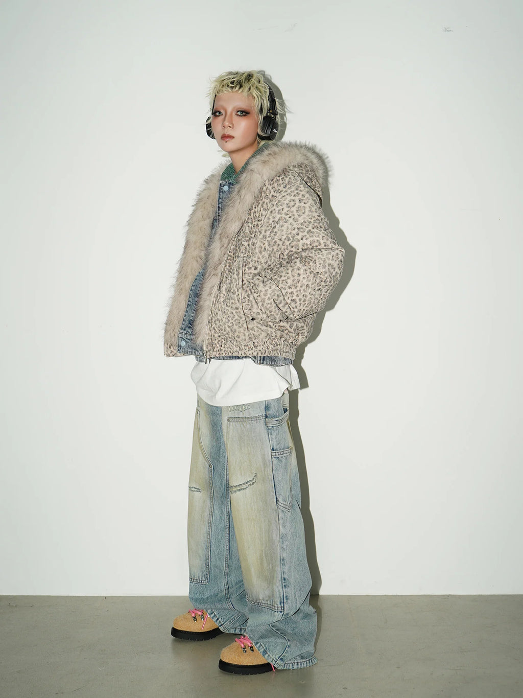 Washed double-knee painter denim pants