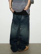 Layered Waist Baggy Denim