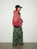 Washed kid-trick hoodie jacket