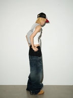 Layered Waist Baggy Denim