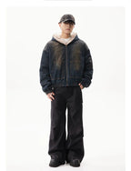 Worker denim hooded jacket