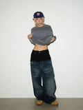 Layered Waist Baggy Denim