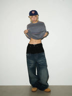 Layered Waist Baggy Denim
