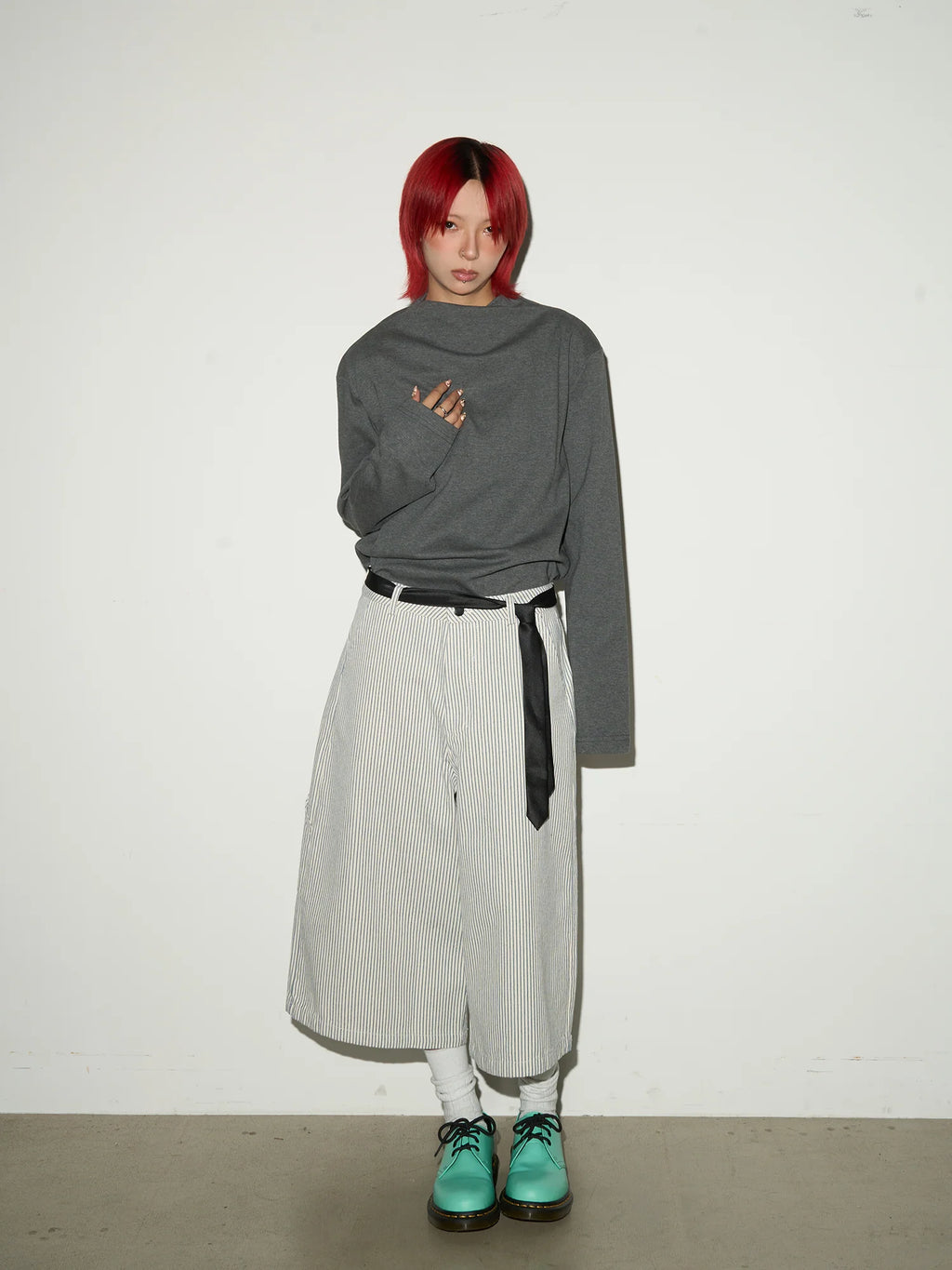 Balloon silhouette stripe shorts