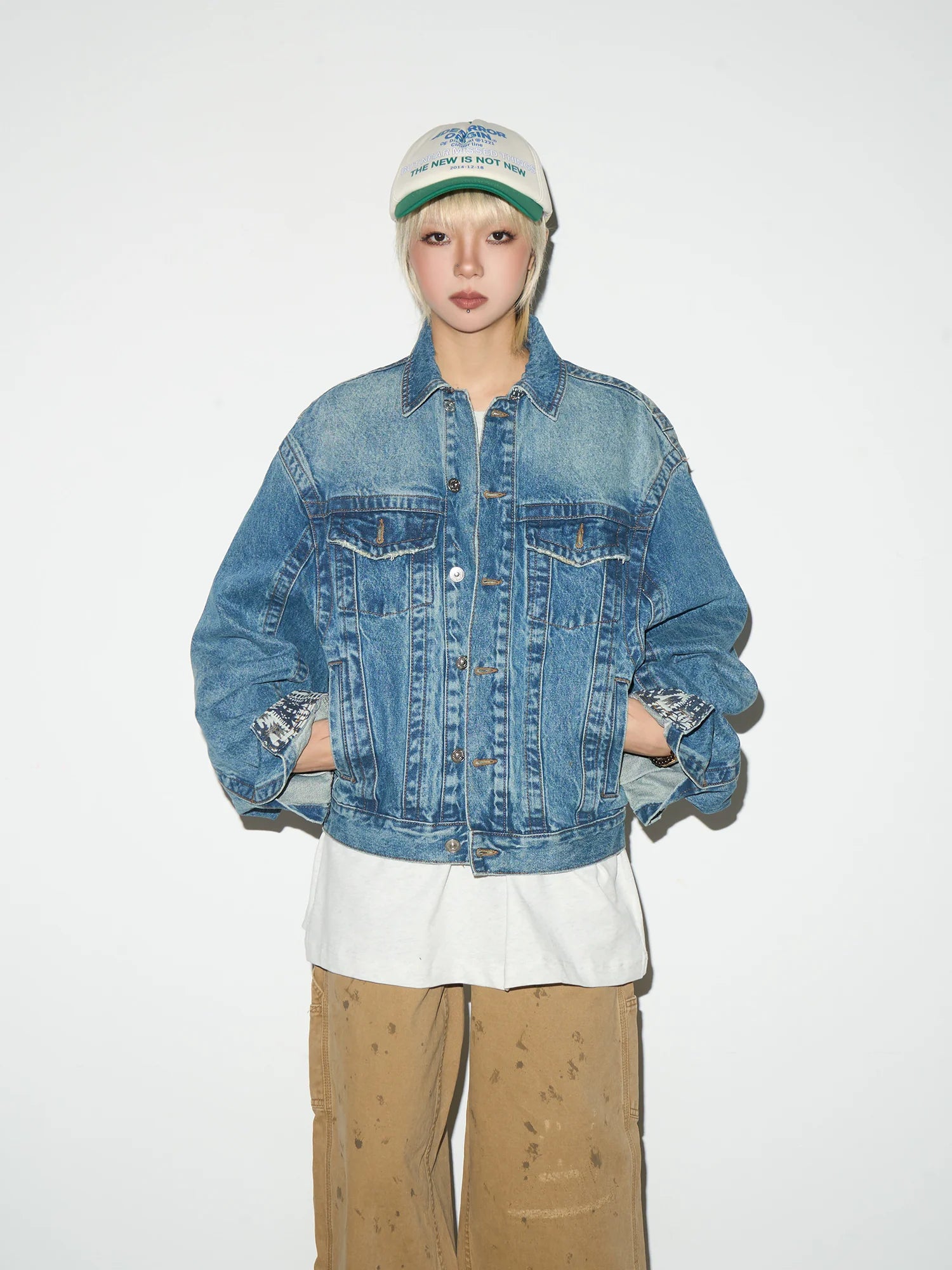 Cropped boxy denim jacket