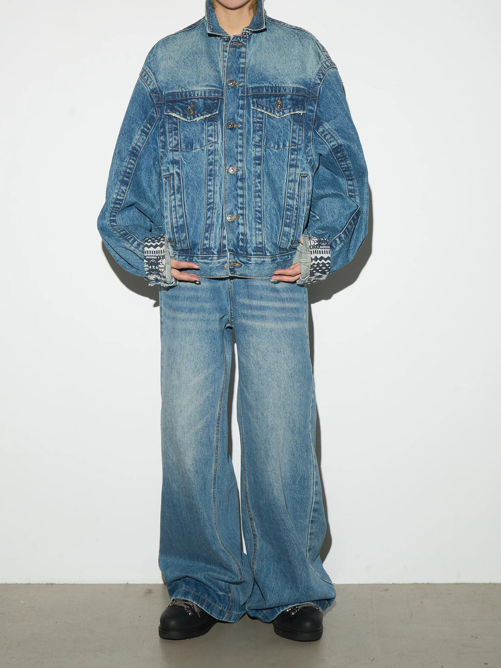 Cropped boxy denim jacket