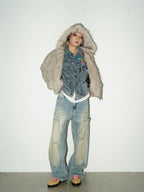 Washed double-knee painter denim pants