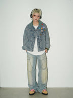 Washed double-knee painter denim pants