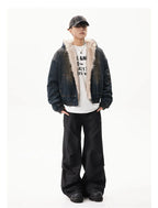 Worker denim hooded jacket