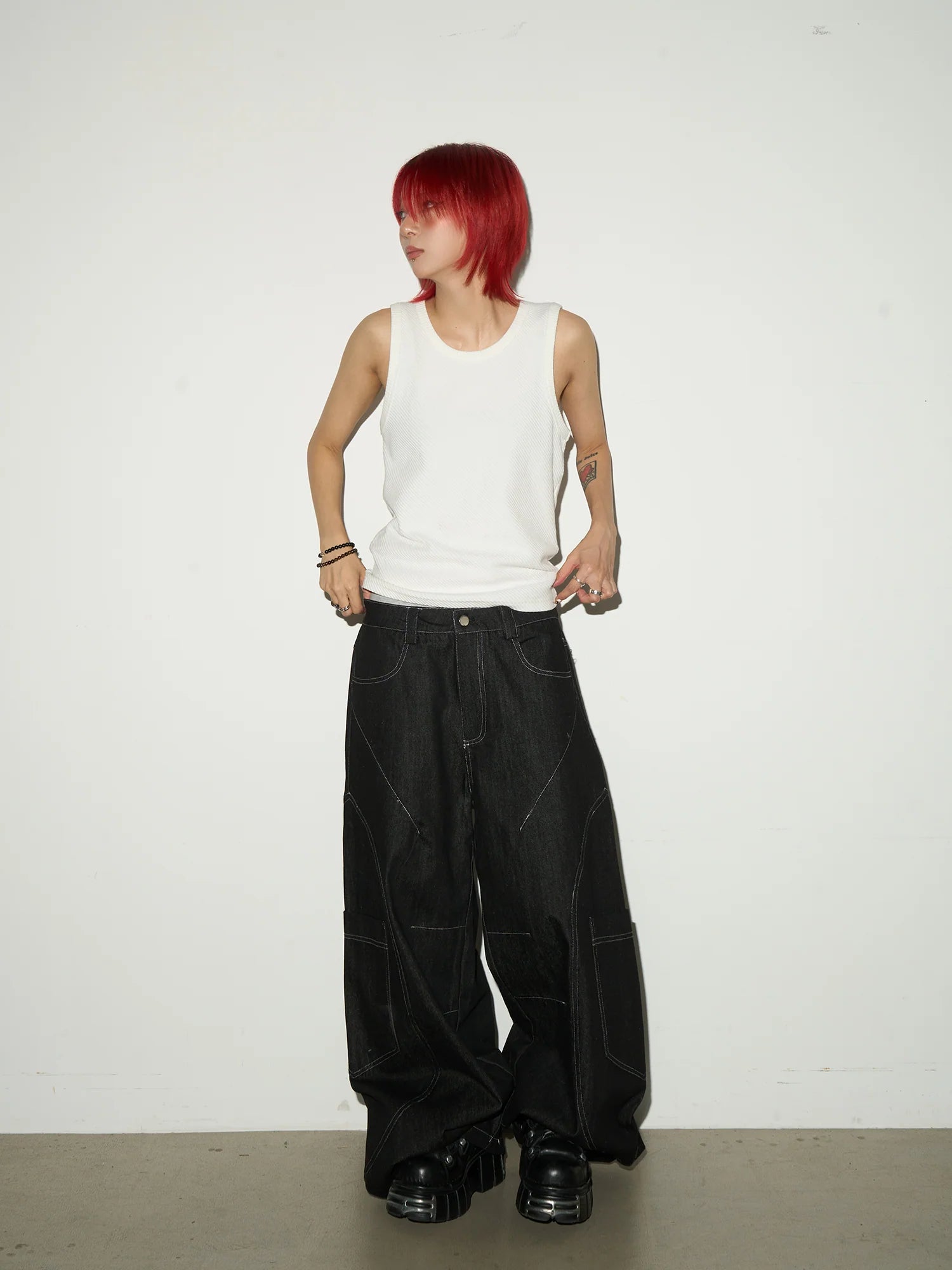 Pocket design wide denim