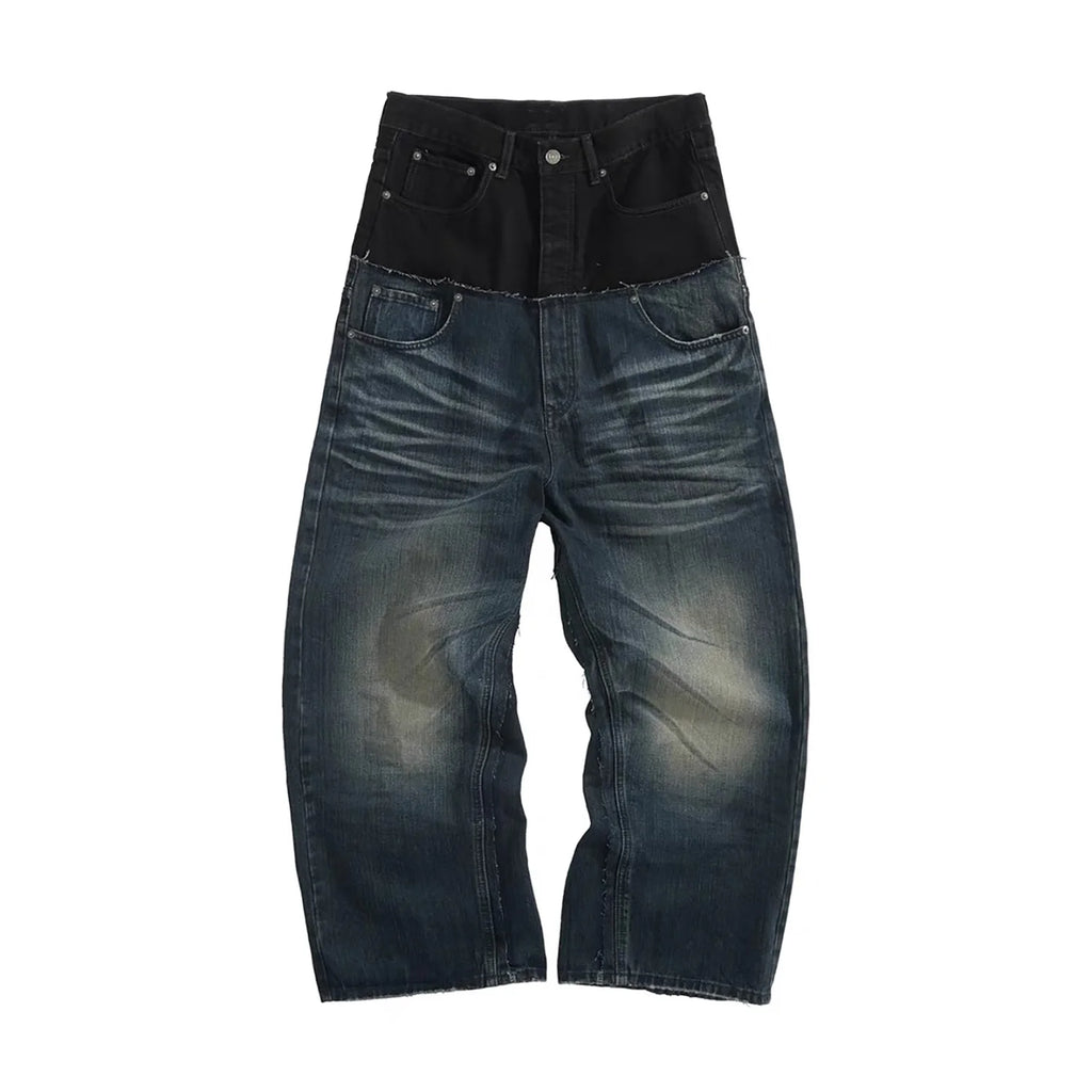 Layered Waist Baggy Denim
