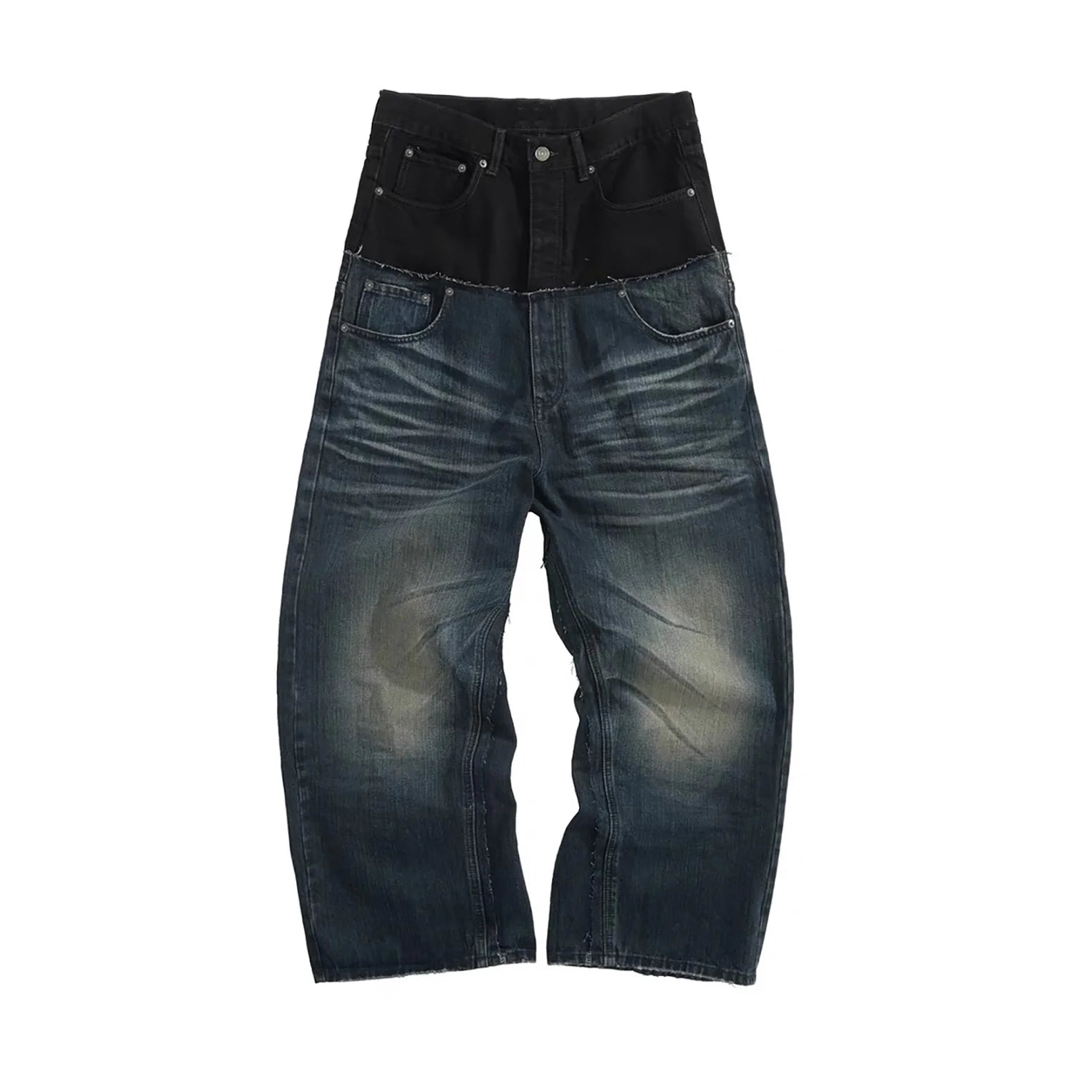 Layered Waist Baggy Denim