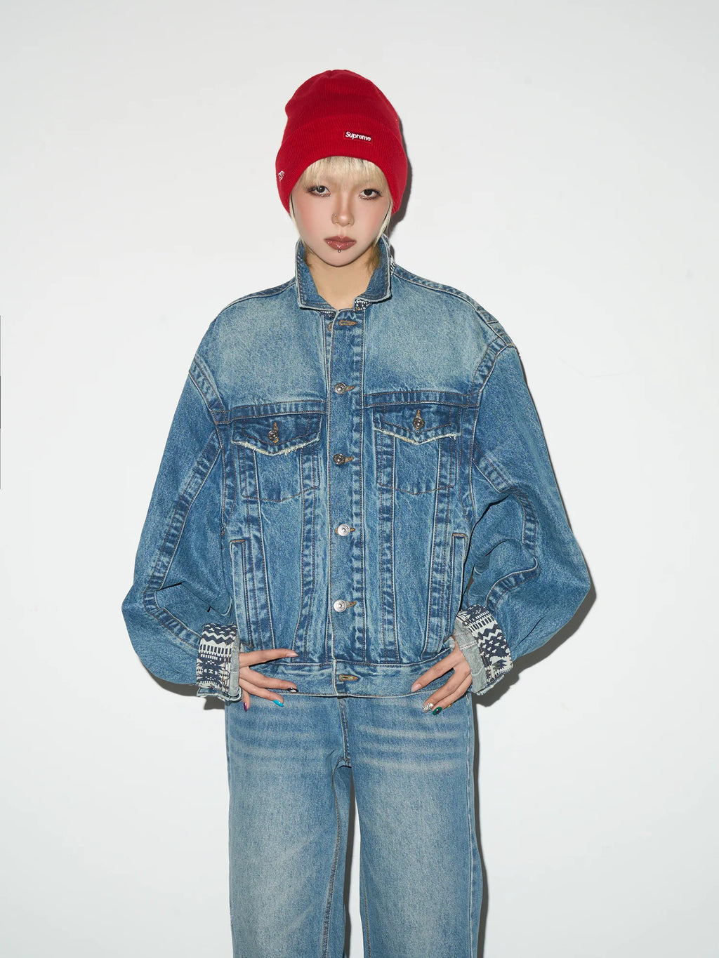 Cropped boxy denim jacket