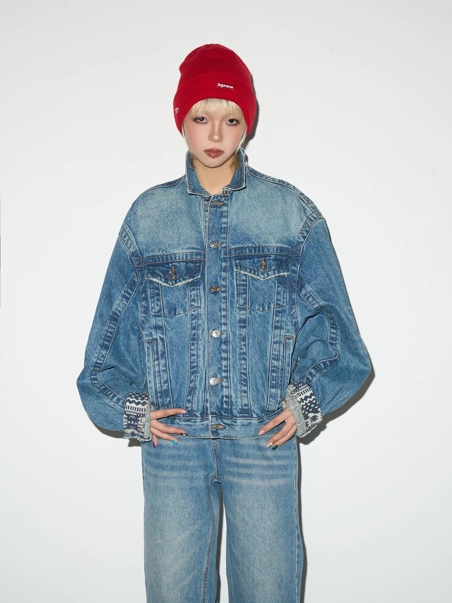 Cropped boxy denim jacket