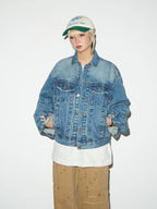 Cropped boxy denim jacket