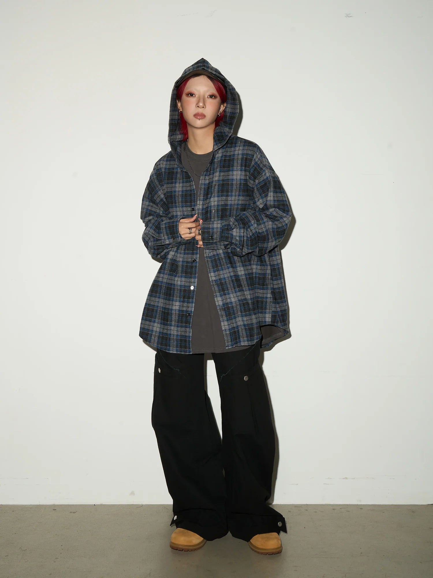 Hooded check shirts