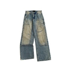 Washed double-knee painter denim pants