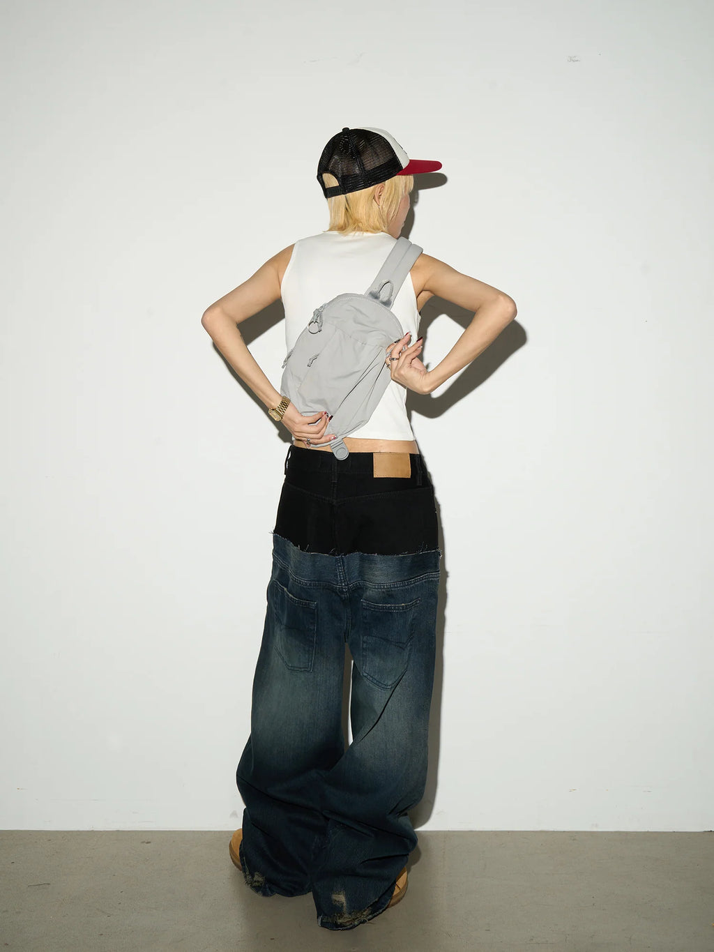 Layered Waist Baggy Denim