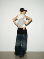 Layered Waist Baggy Denim