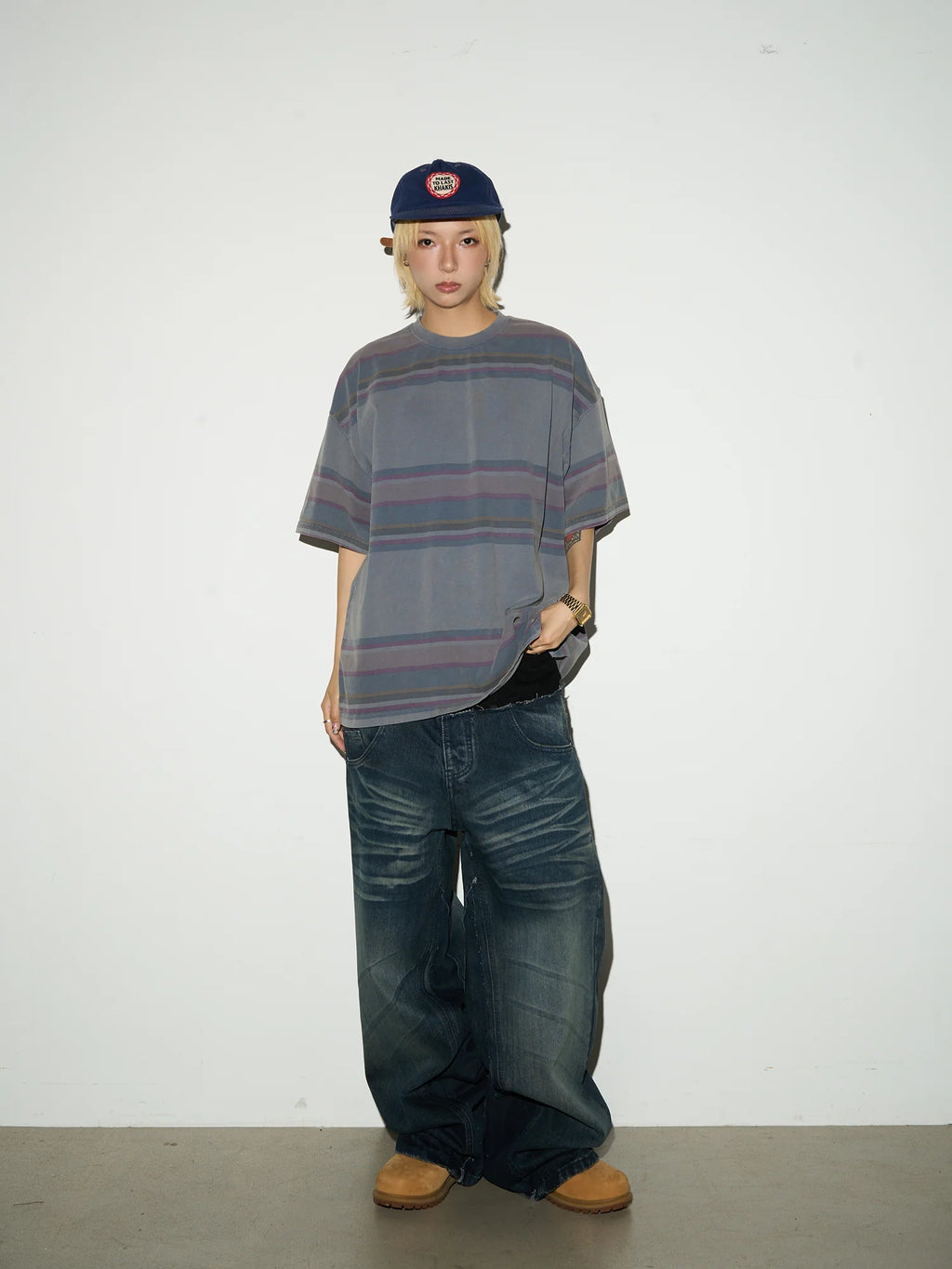 Layered Waist Baggy Denim