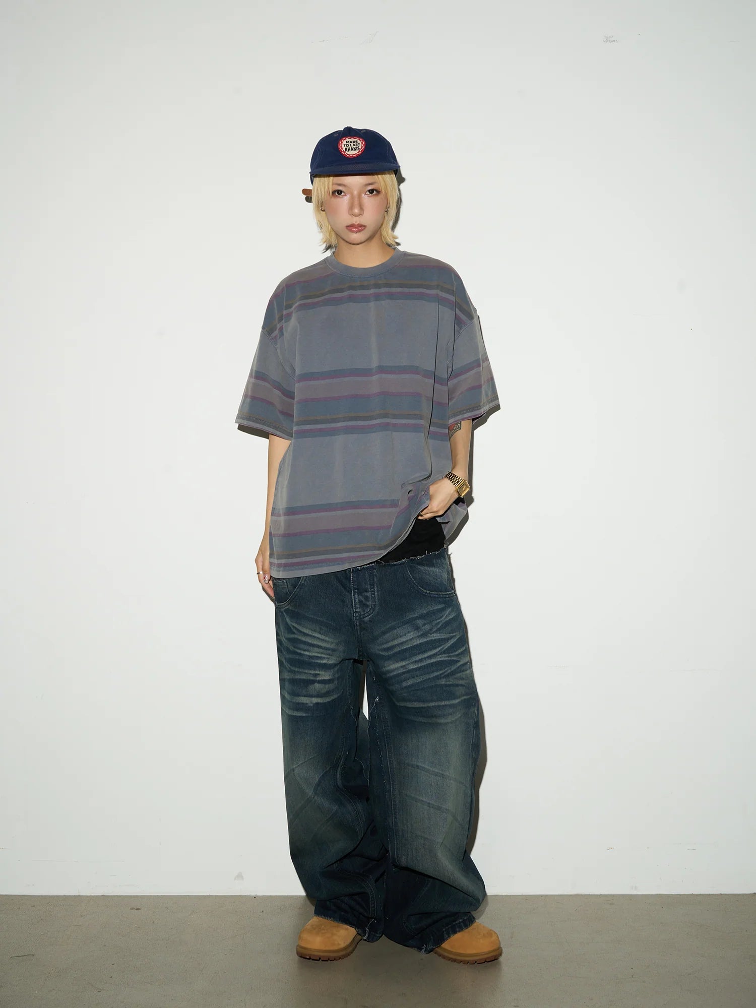 Layered Waist Baggy Denim