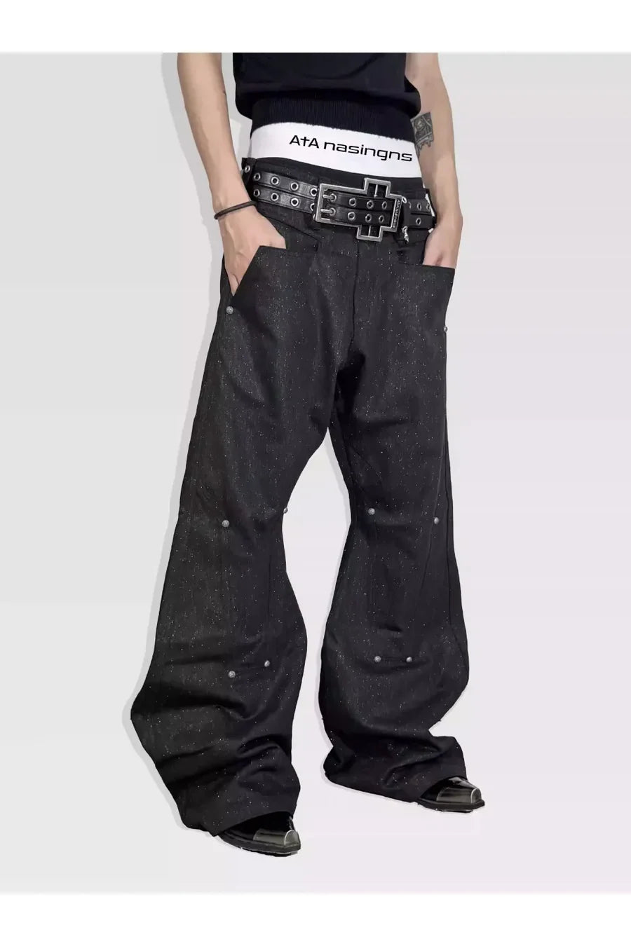 Silver Thread Metal A Shaped Curved Knife Original Cow Cut Denim