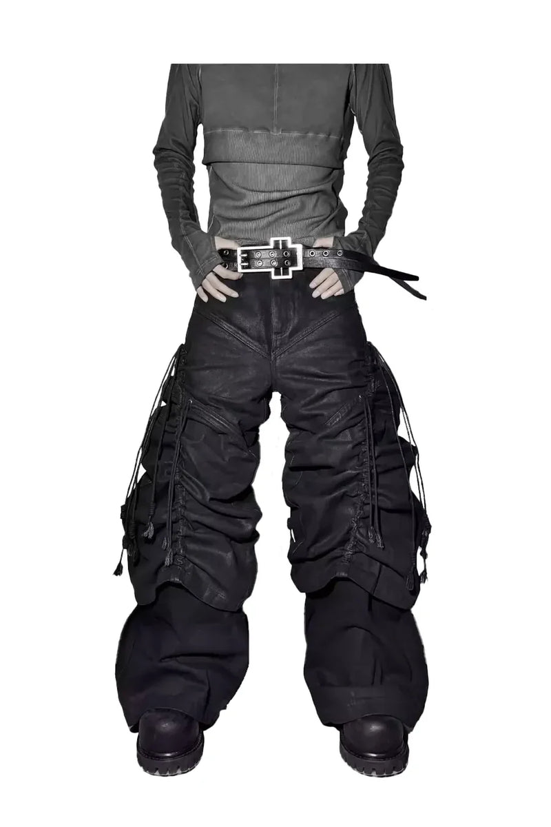 Structural Drawstring Metallic Brushed Trousers