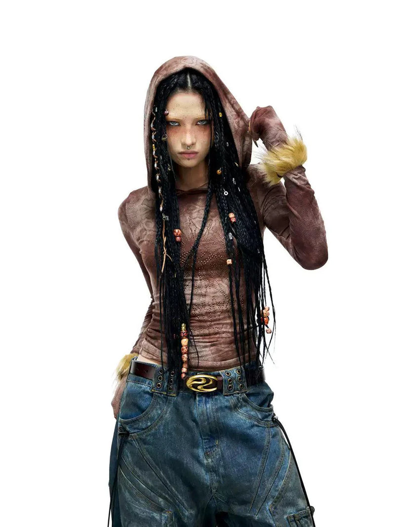 Textured mesh hooded base layer