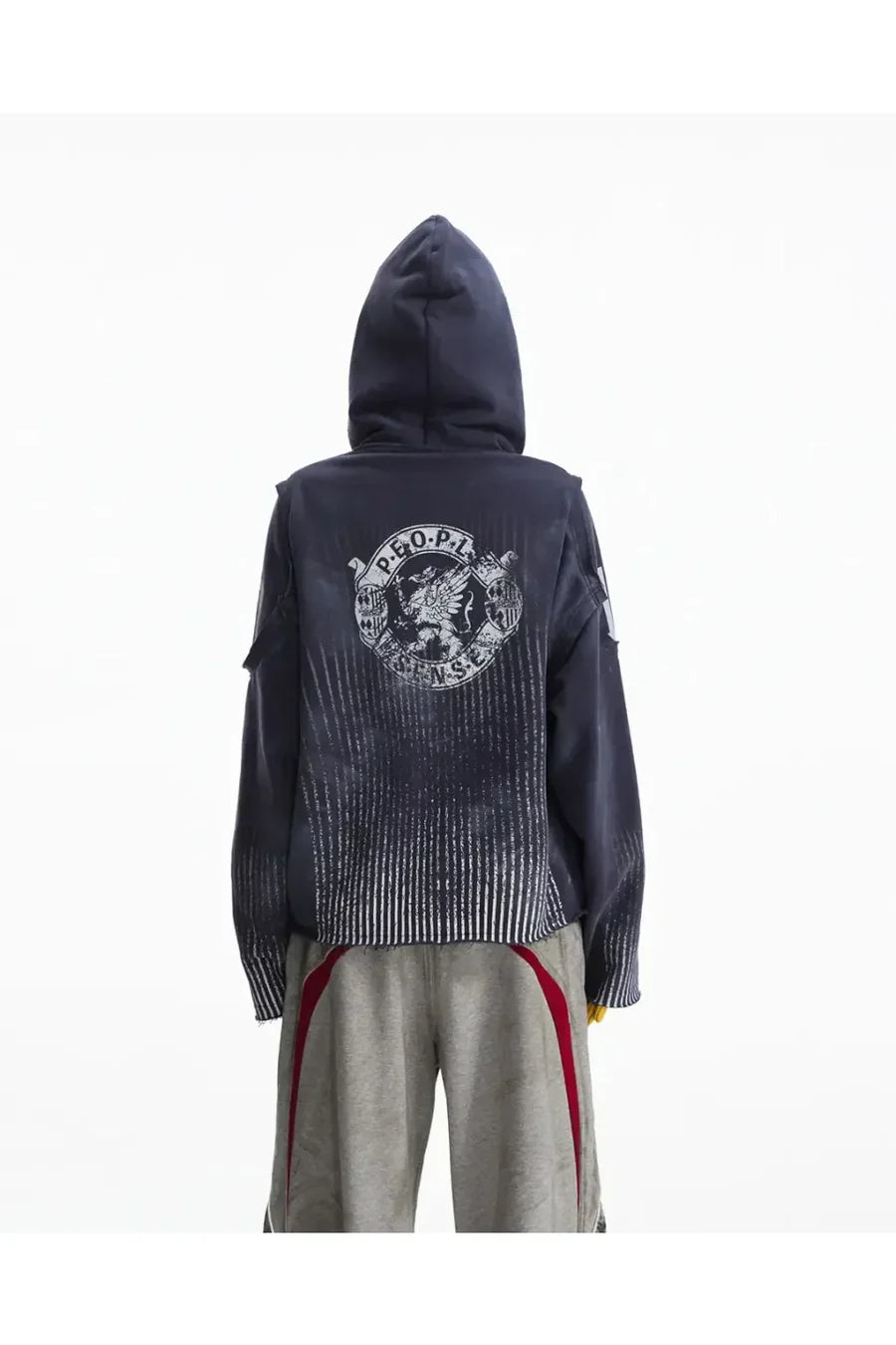 Vertical Striped Distressed Hoodie FB7967