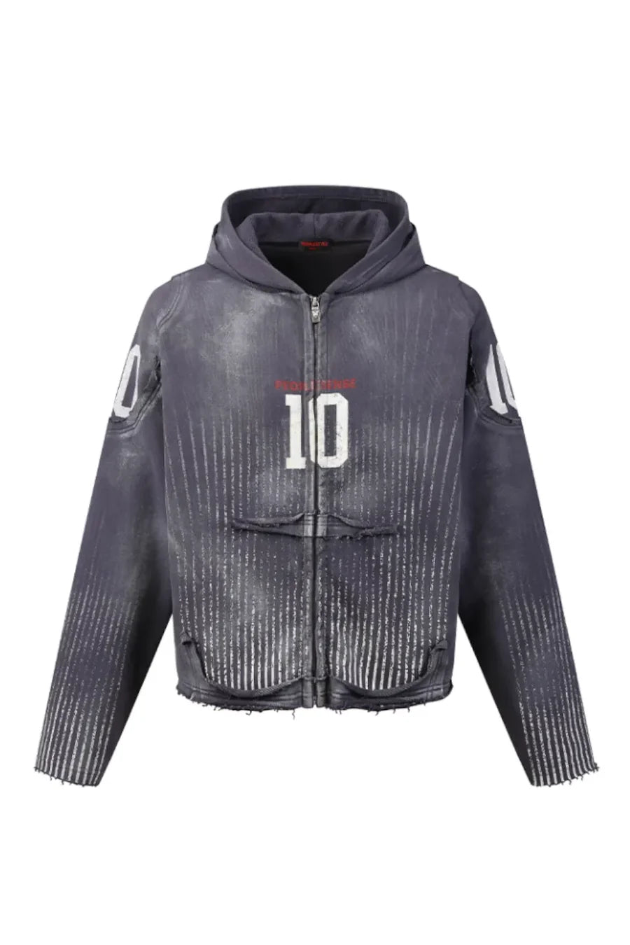 Vertical Striped Distressed Hoodie FB7967