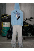 Washed Cat Whisker Denim Patchwork Sweatpants