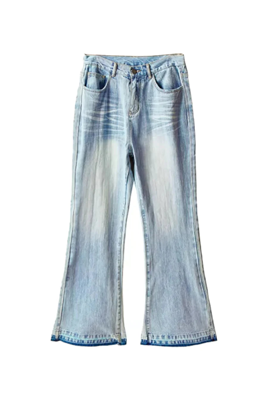 Washed Cat Whisker Denim Patchwork Sweatpants