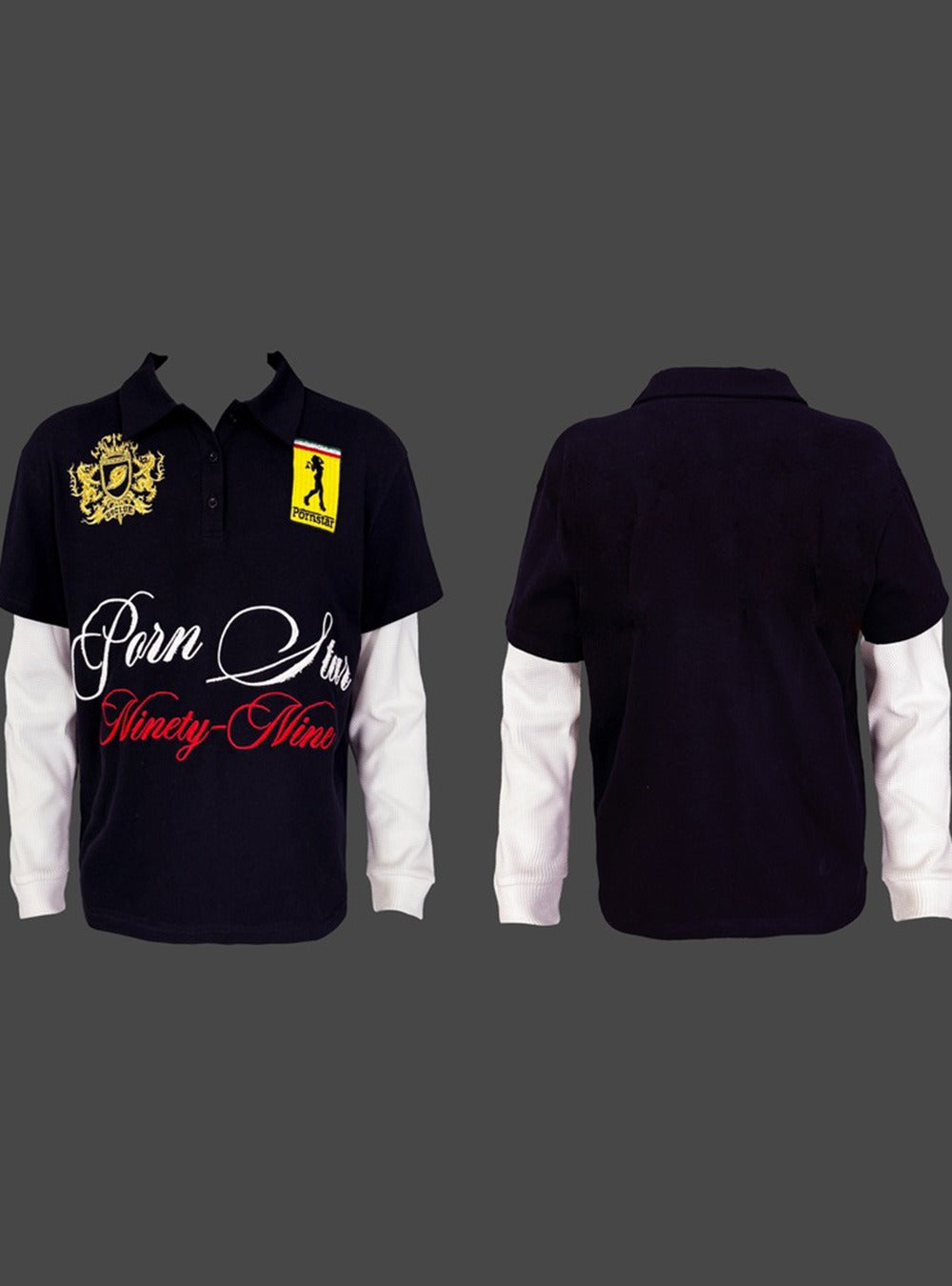 [99CLUB] Pornstar Embroidered Layered Polo Shirt