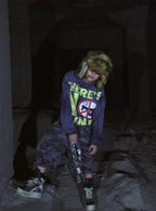 [99CLUB] Hoodie with Distressed Graphic Print