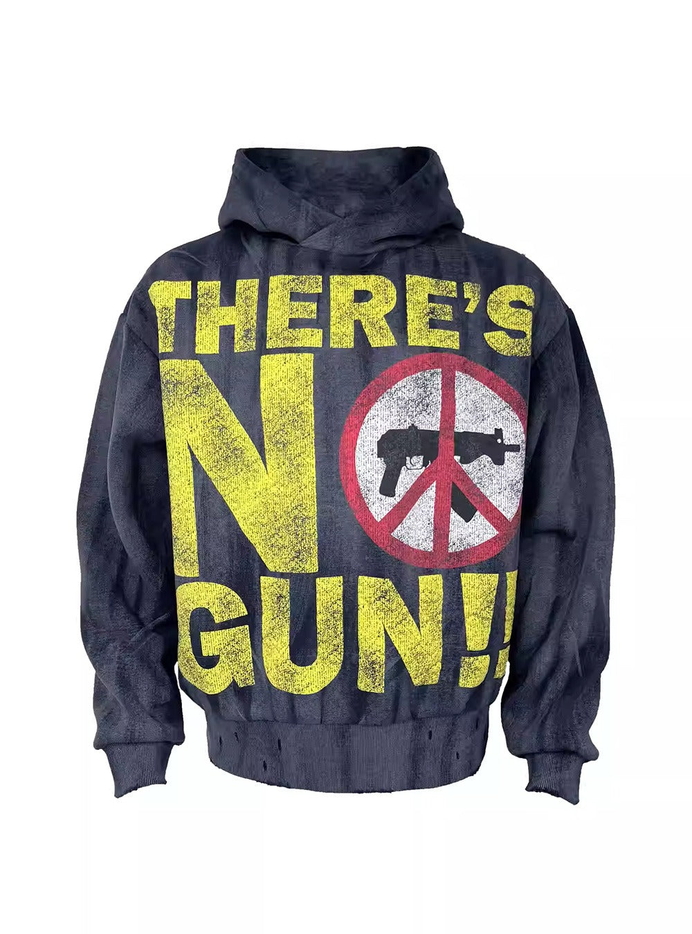 [99CLUB] Hoodie with Distressed Graphic Print