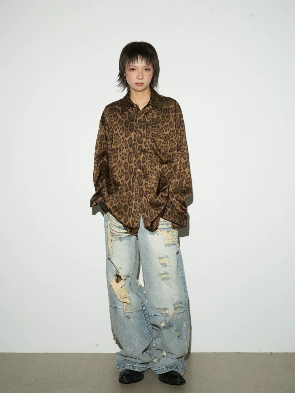 Damage-Washed Wide Jeans FB4786