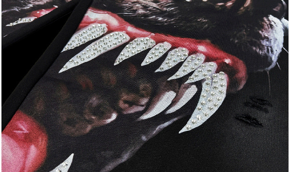 [99CLUB]Snarling Dog Print Sweatpants